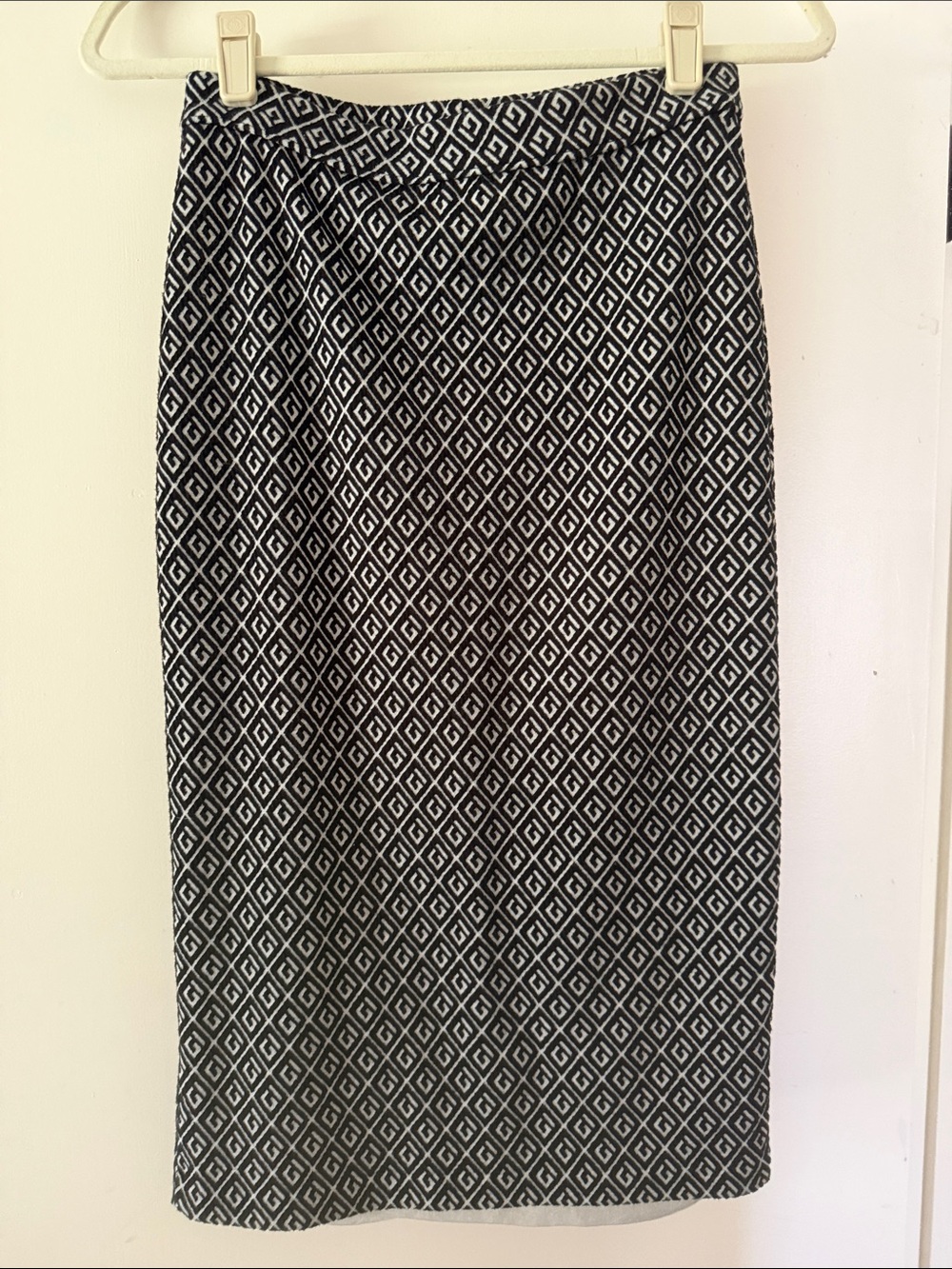 Maeve Black & White Diamond-Print Pencil Skirt